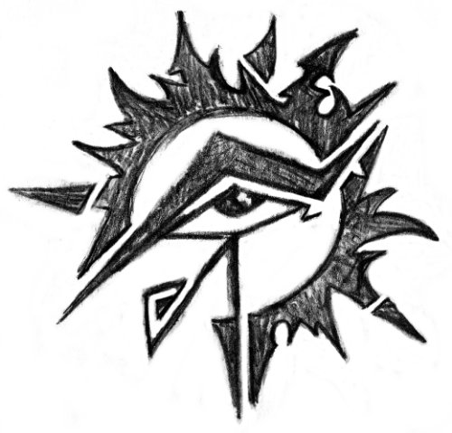 Tribal Sun And Eye of Horus Tattoo Design